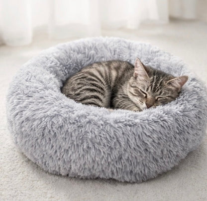Calming Donut Bed – Ultra Soft Anti-Anxiety Plush Bed for Cats & Small Dogs (15”)