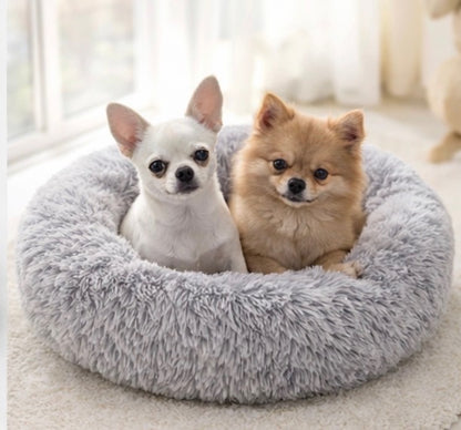 Calming Donut Bed – Ultra Soft Anti-Anxiety Plush Bed for Cats & Small Dogs (15”)