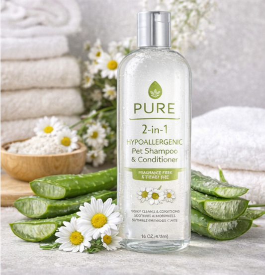 Pure and Natural Pet 2-in-1 Hypoallergenic Fragrance Free Tear Free Pet Shampoo & Conditioner