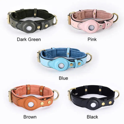 Leather Anti-Lost Dog Collar and Leash